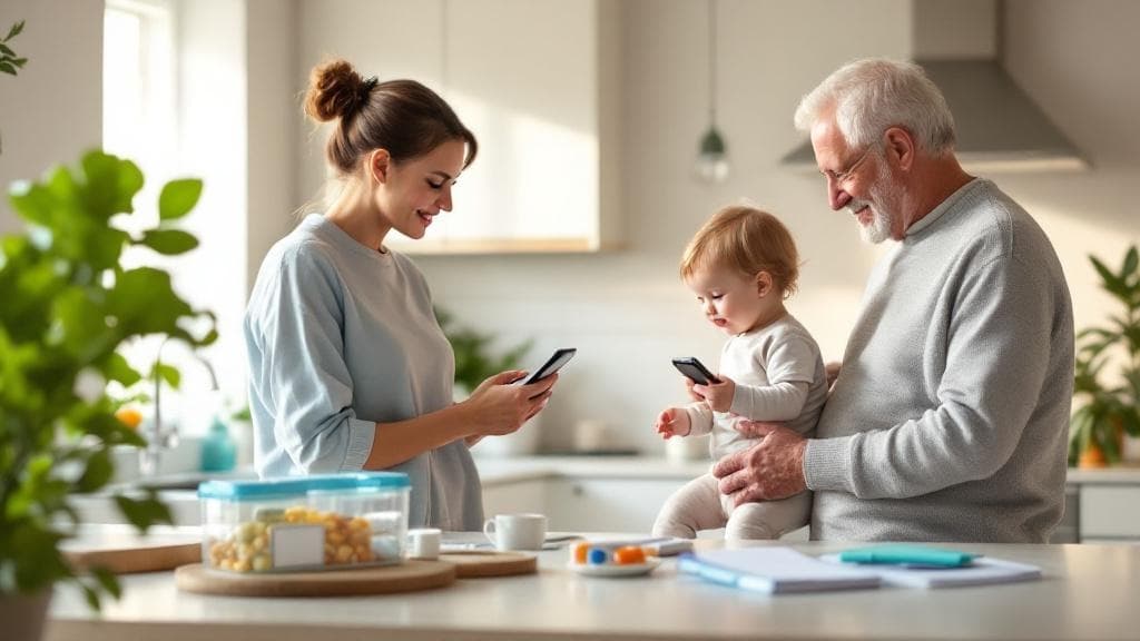 Parent and child reviewing health information together on the CareHandoff app